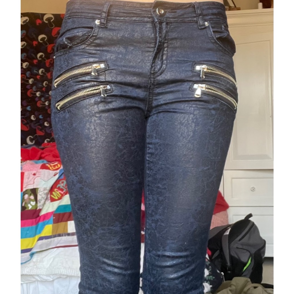 Faux leather pants.